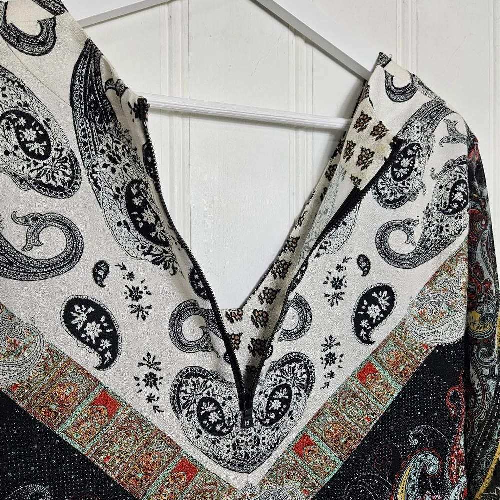 Alice + Olivia Dress Womens Size XS Beaded Paisley Multi Color Long Sleeve